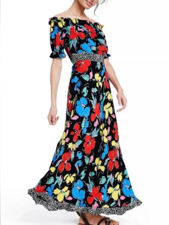 RIXO Dresses & Skirts - RIXO for Target black multi-color floral off-the-shoulder  maxi - size 6